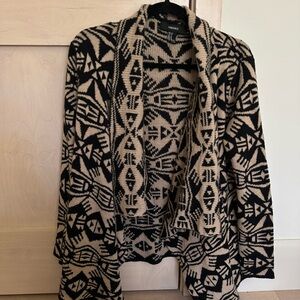 Forever 21 Black and Cream Geometric Cardigan